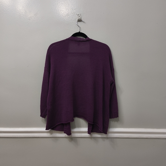 Eileen Fisher Cardigan Organic Linen Organic Cotton Blend Blackberry S/P Preppy - Picture 6 of 11